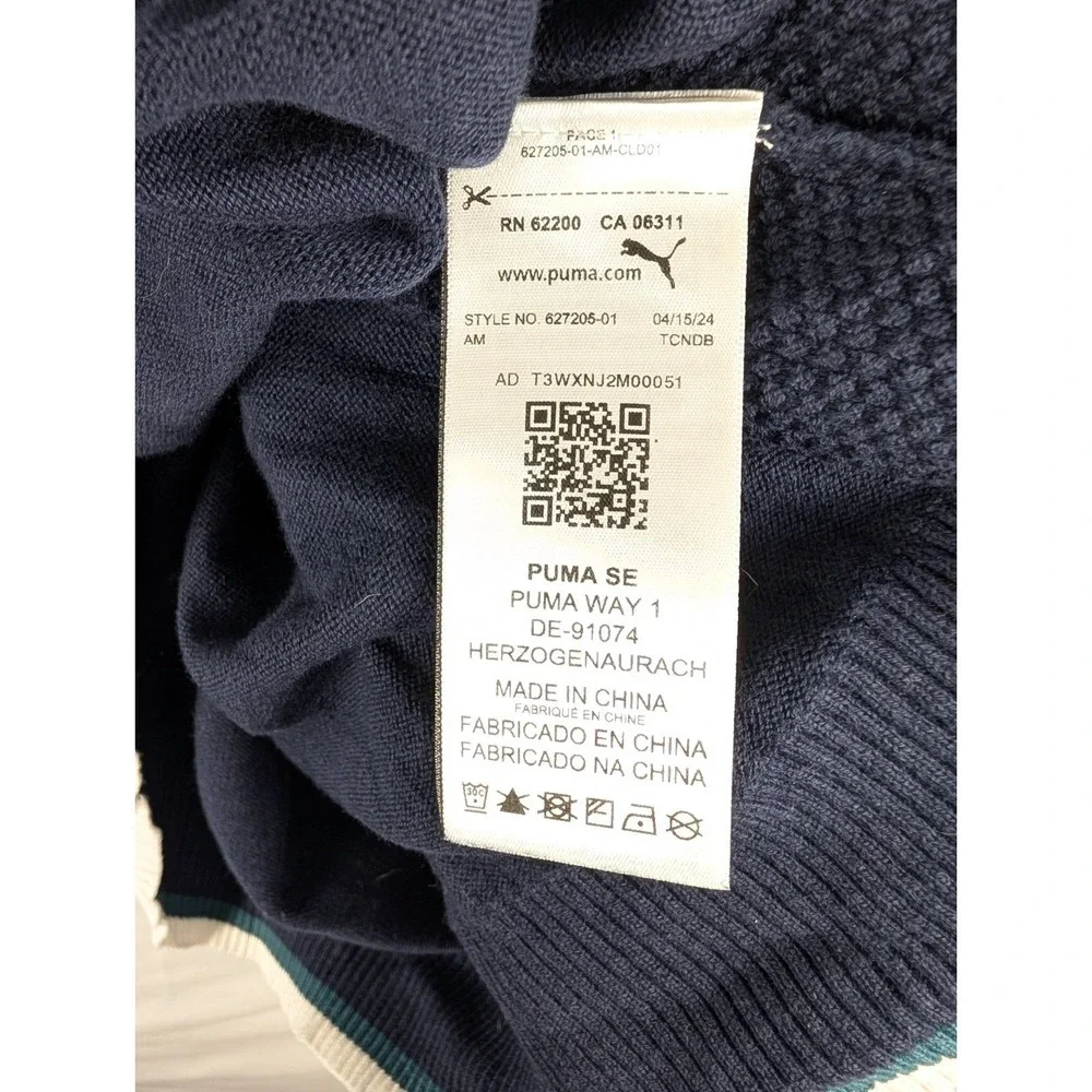 PUMA Arnold Palmer AP Knit 1/4 Zip Large Navy Blue Golf Sweater Pullover